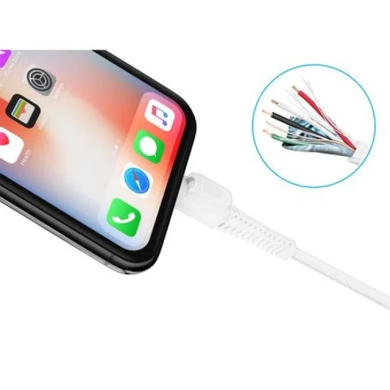 Naztech Rugged Led Mfi Lightning Charge And Sync Cable (4', White)